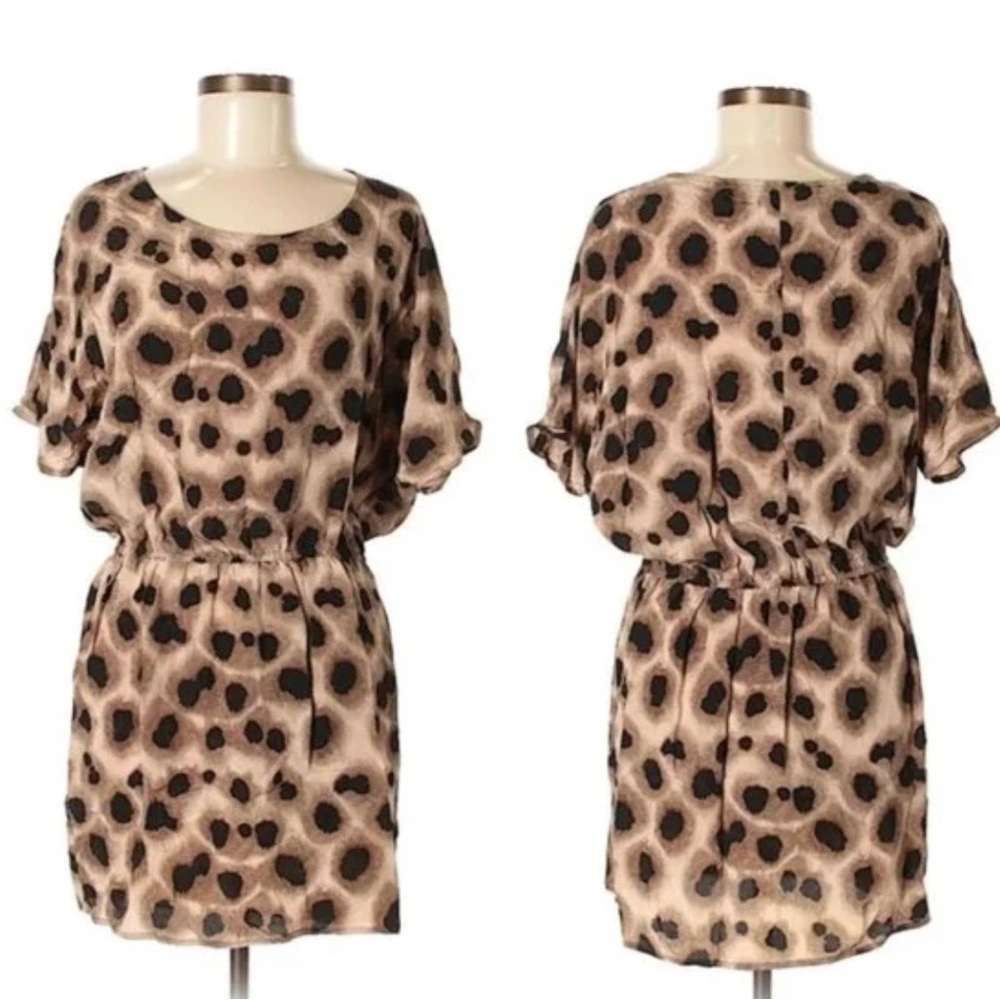 Leyendecker Animal Print Silk Mini Dress